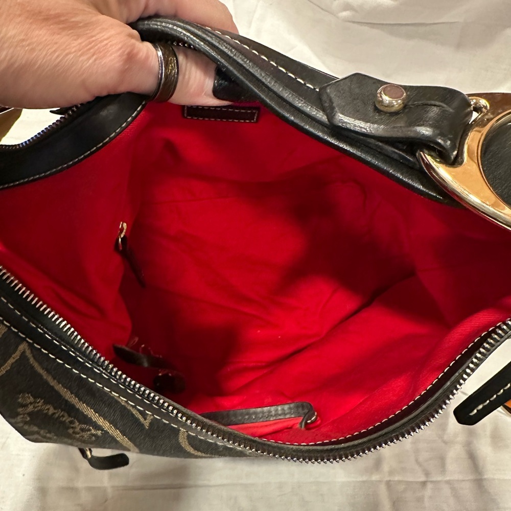 Dooney Bourke Denim Hearts Charcoal w/Gold Heart Signature Shoulder - NWOT​ - Picture 7 of 9